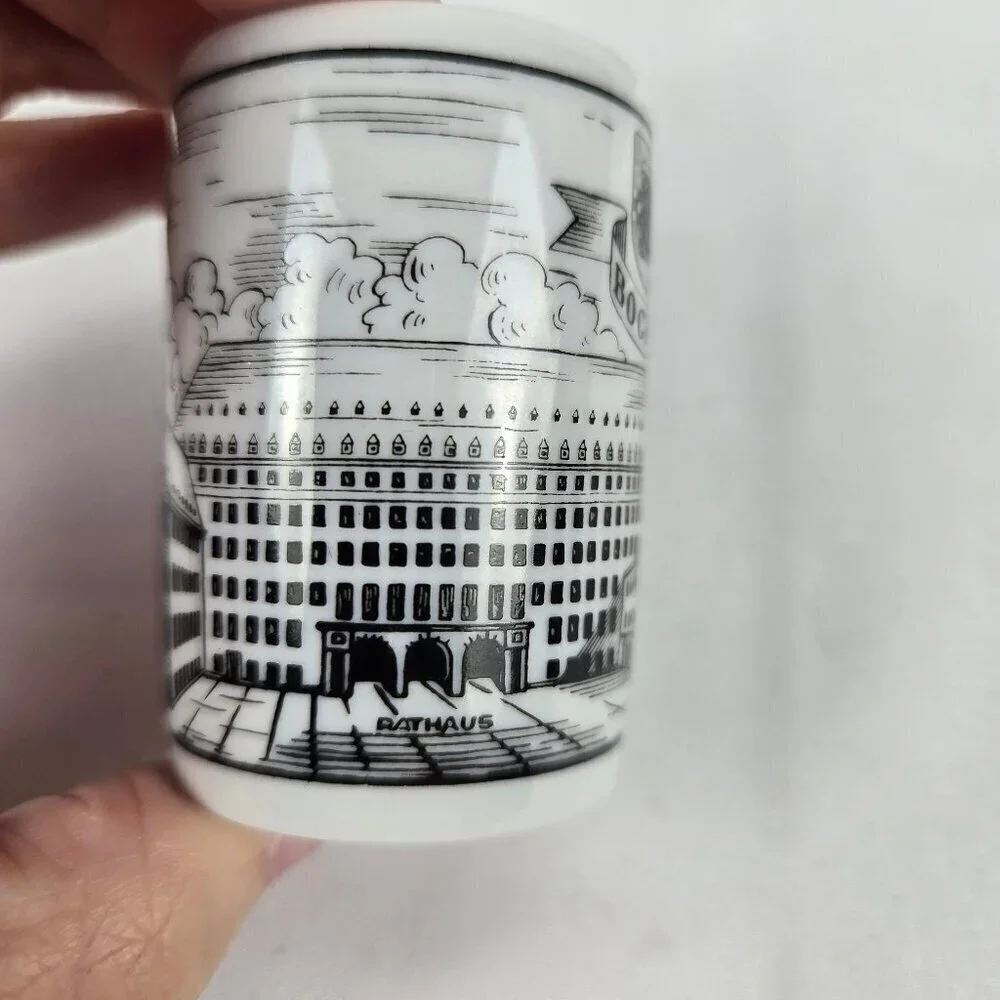 Royal Porzellan Set of 3 Bochum German Shot Glasses and Matching Miniature Plate